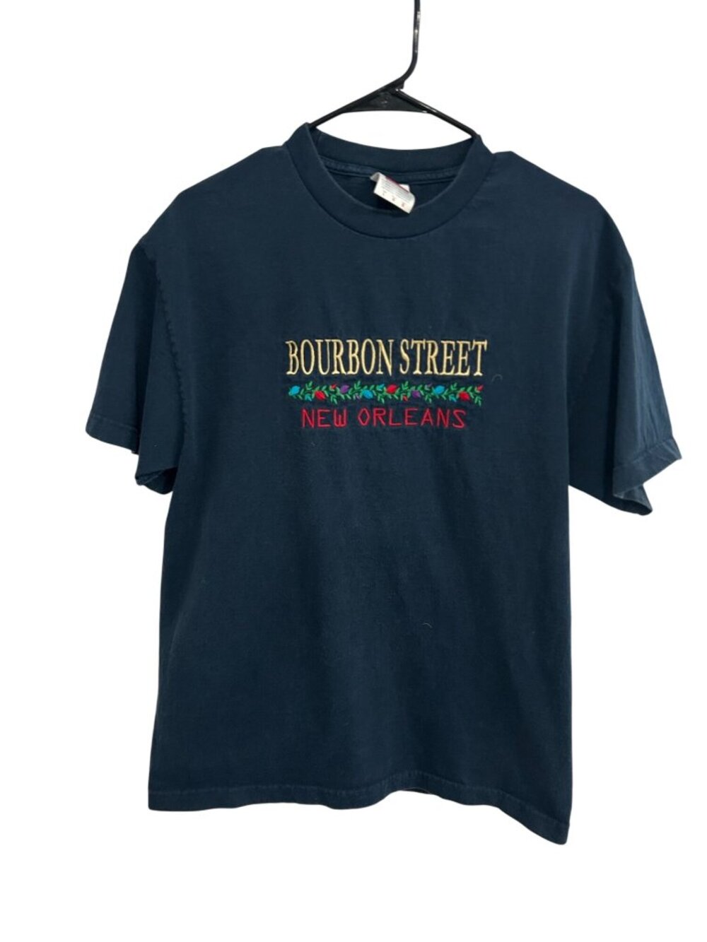 Alstyle Large Navy Bourbon Street New Orleans Graphic T-Shirt 90s Minimalism